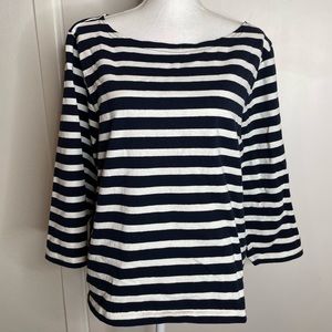 JCrew blue and white striped long sleeve cotton top. Excellent Condition. XXL.